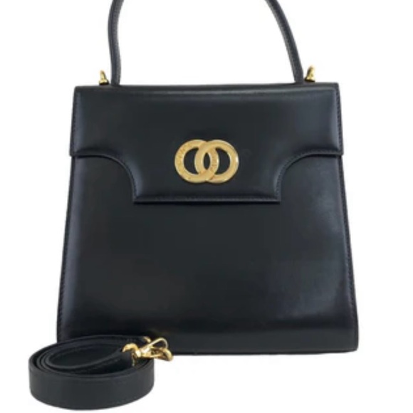 CELINE double circle leather two-way handbag and shoulder bag. - Picture 3 of 4